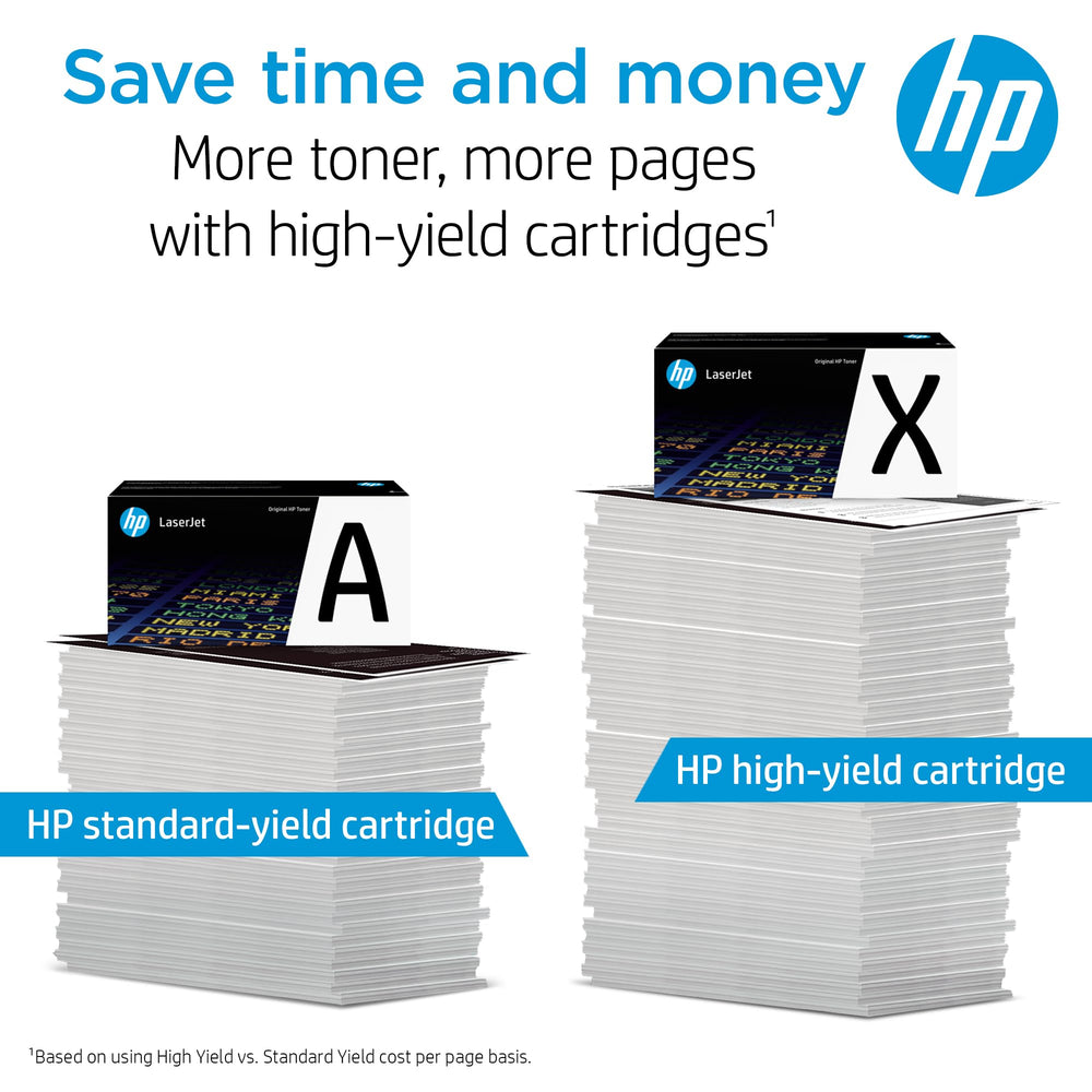 HP 210A cyan cartridge close-up texture showing toner drum and consistent quality