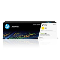 HP 218X amarillo frente del empaque mostrando claridad y protección