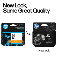 HP 60 cartridge installed in DeskJet printer showing easy installation benefit