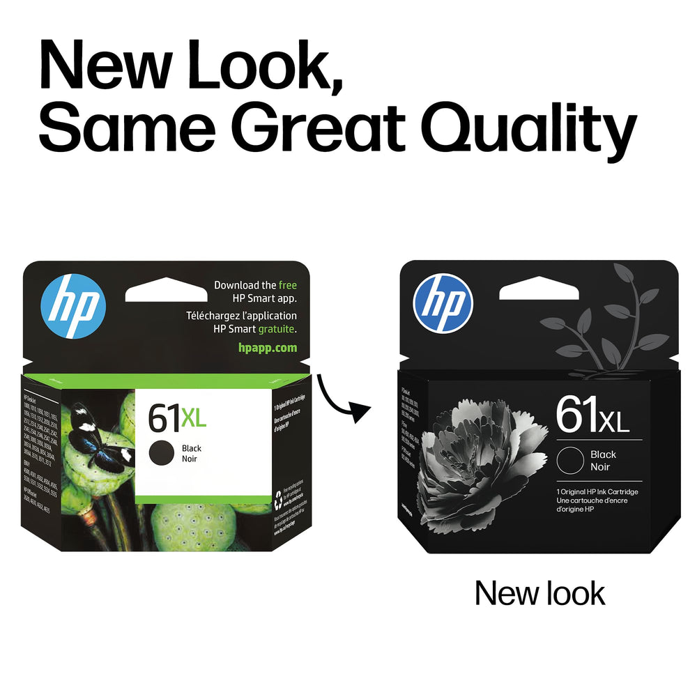 HP 61XL cartridge top view demonstrating compact design and reliable fit