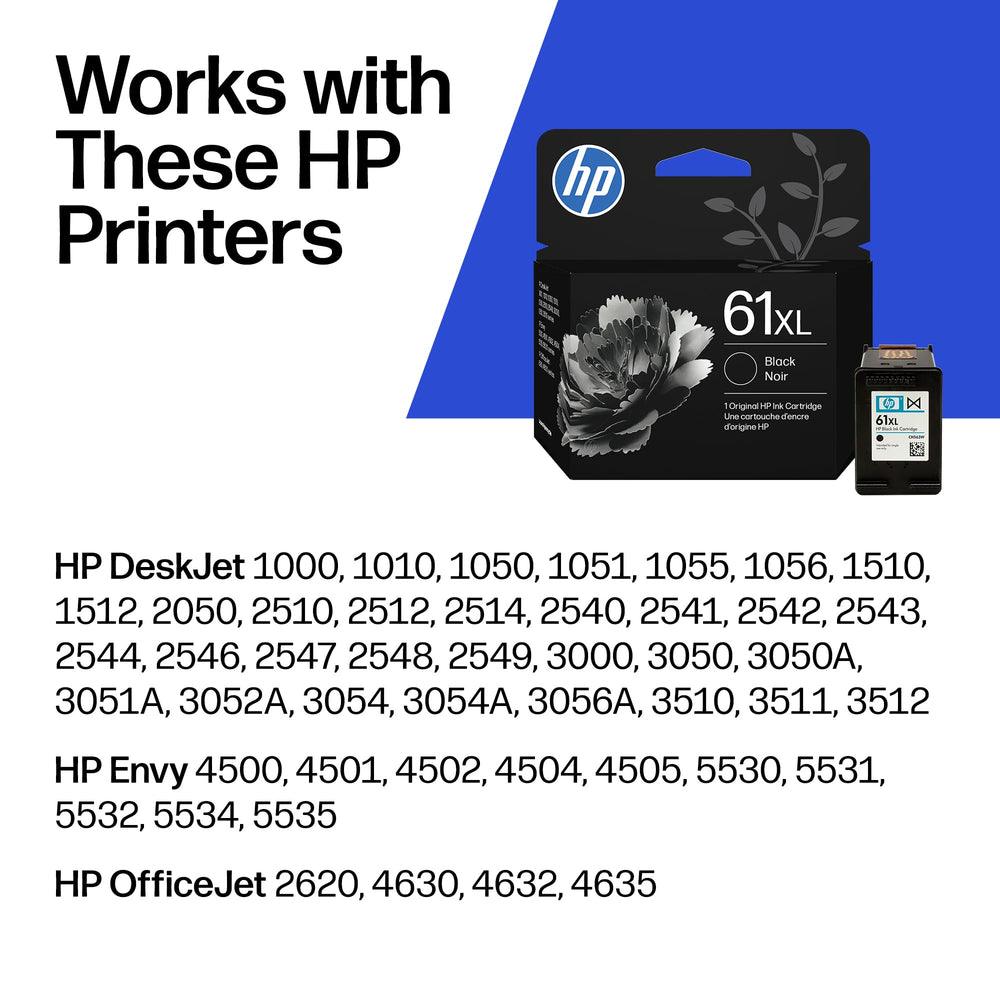 HP 61XL side label closeup displaying cartridge model and easy identification