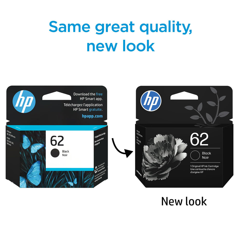 HP cartucho 62 detalle de etiqueta con compatibilidad y código claro