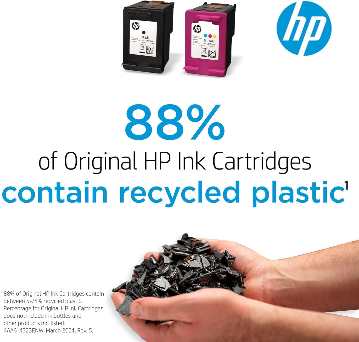 Home office desk with HP 63 bundle and printed documents demonstrating everyday use