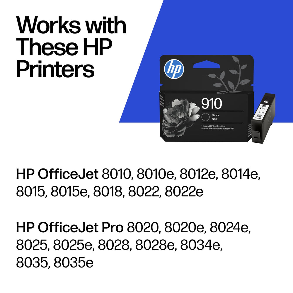HP 910 black cartridge close-up of nozzle and chip for reliable alignment