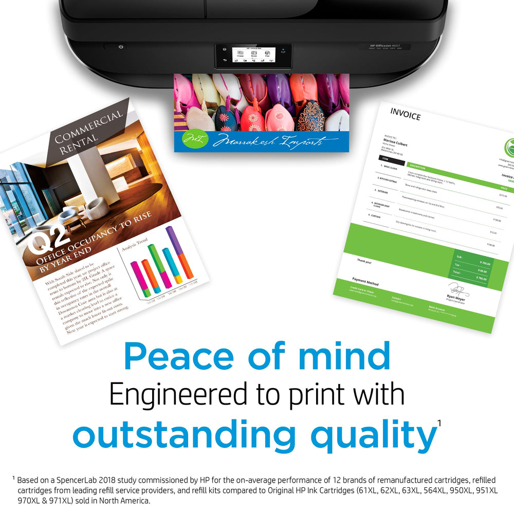 Home office scene with HP 910XL illustrating everyday printing reliability