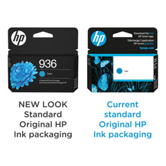 HP 936 cyan cartridge close-up of nozzle and contacts to ensure proper fit