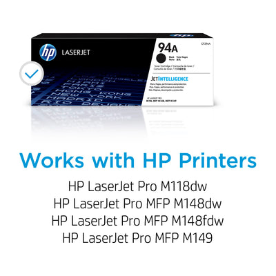 HP 94A side label details highlighting model CF294A and yield