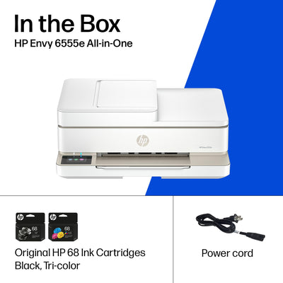 HP Envy 6555e in a home office lifestyle setting emphasizing versatile everyday use