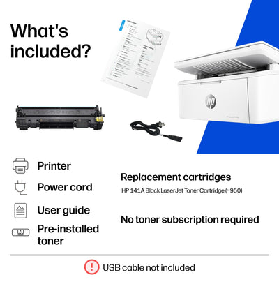 HP LaserJet M140w with toner cartridge opened showing hassle-free replacement