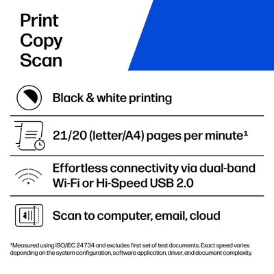 HP LaserJet M140w open flatbed scanner highlighting easy scanning benefit