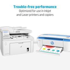 HP Papers loaded in a printer, ensures reliable feeding and fewer jams