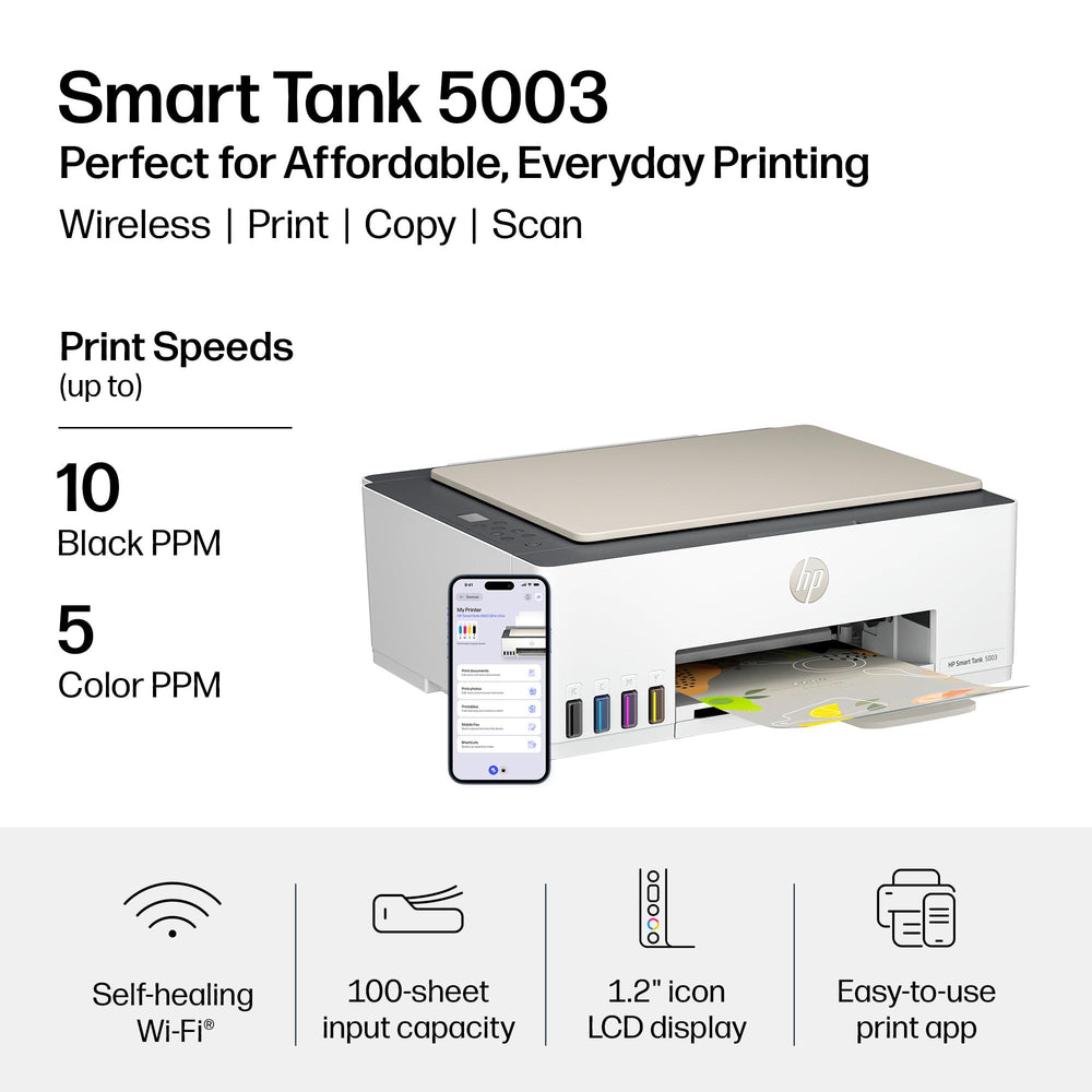 HP Smart Tank 5003 botellas de tinta Original HP listas para recarga sin derrames