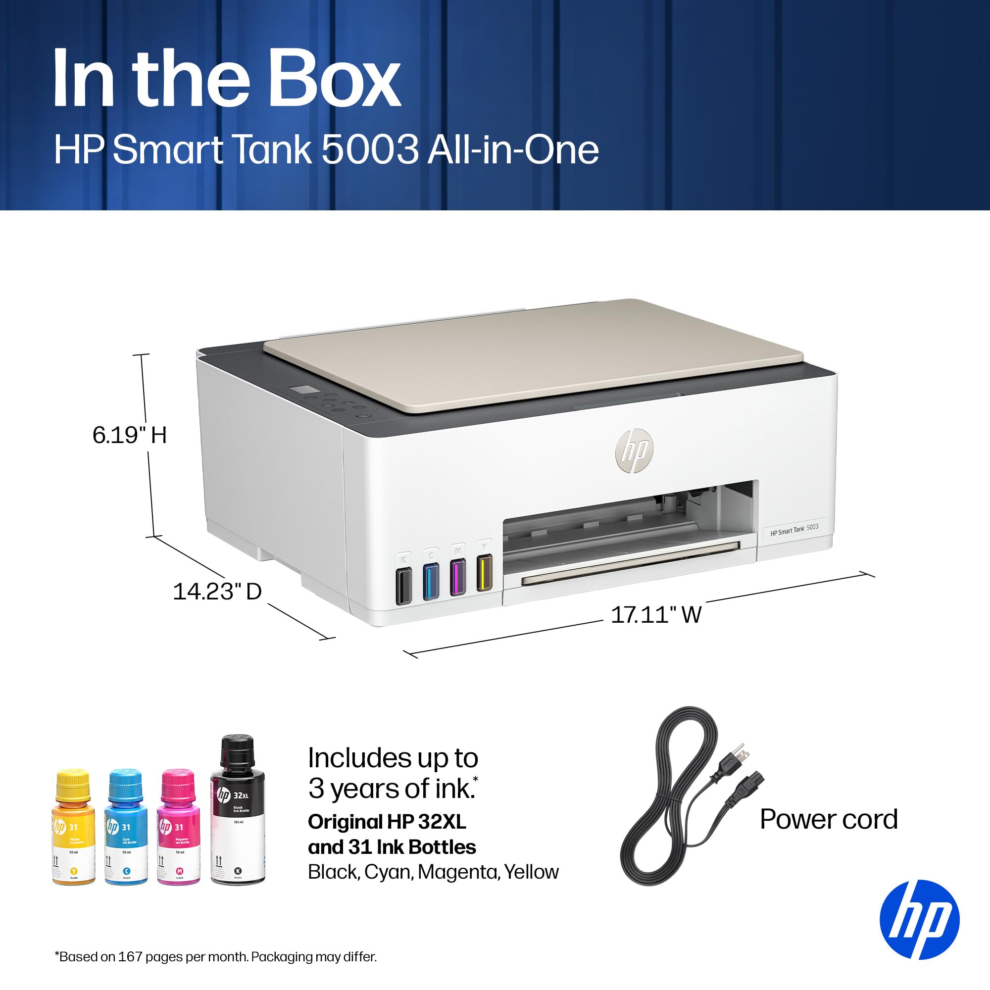 HP Smart Tank 5003 hoja impresa a color con texto nítido y calidad consistente