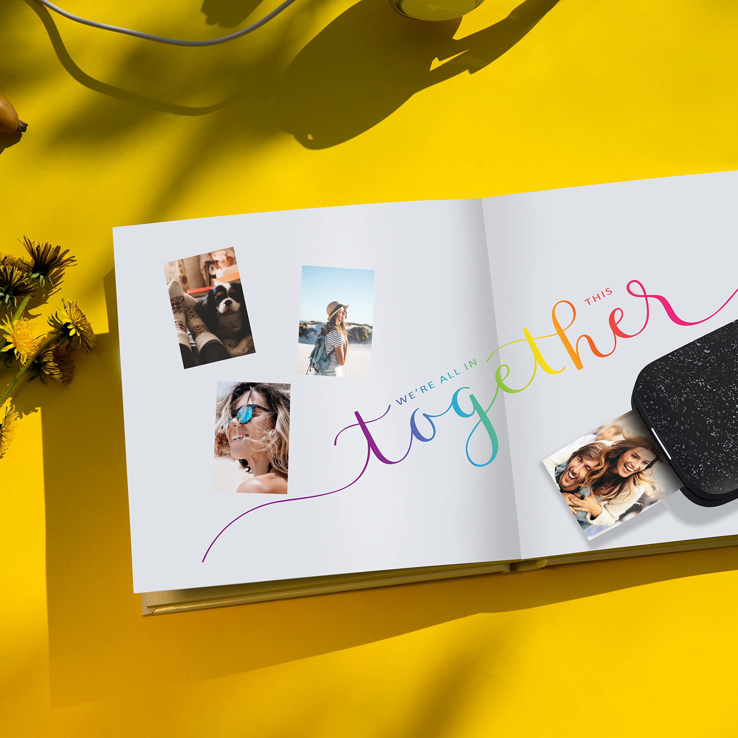 HP Sprocket printed photo ejected from printer showing instant printability