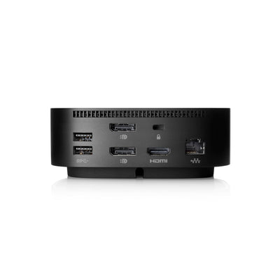 HP USB-C Dock G5 label and specs closeup to verify compatibility and power ratings