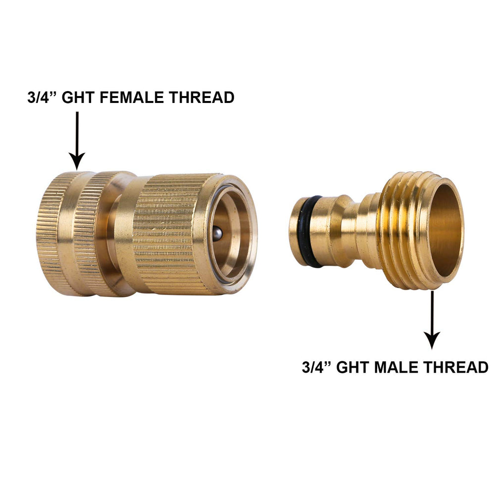 HQMPC in-use with garden hose showing steady water flow and reliable connection