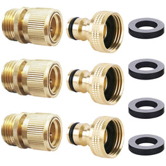 HQMPC front view of brass quick connect kit showing complete set and benefits