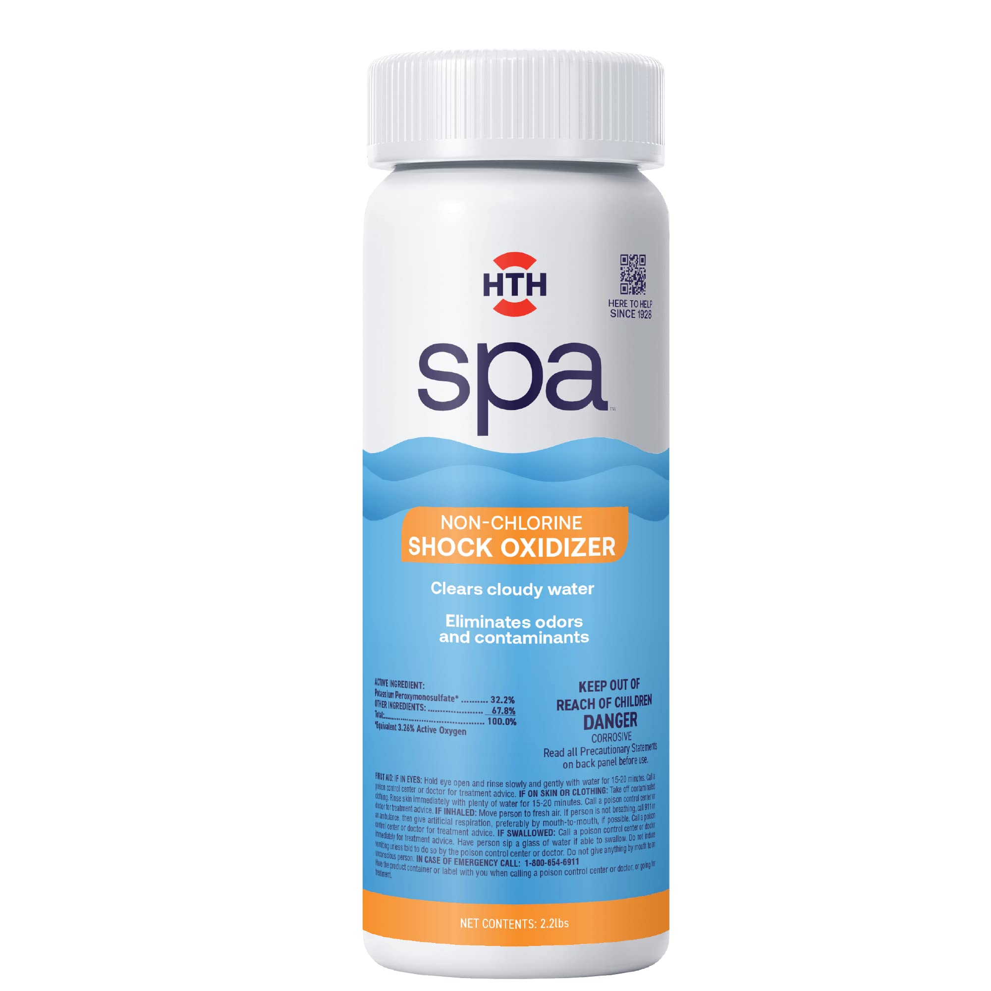 HTH Spa envase frontal mostrando etiqueta y beneficio aclarador