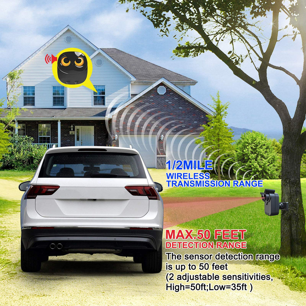 HTZSAFE sensor montado en poste avisando movimiento en la entrada