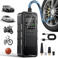HUANTER vista frontal del compresor portátil con carcasa compacta y diseño ergonómico