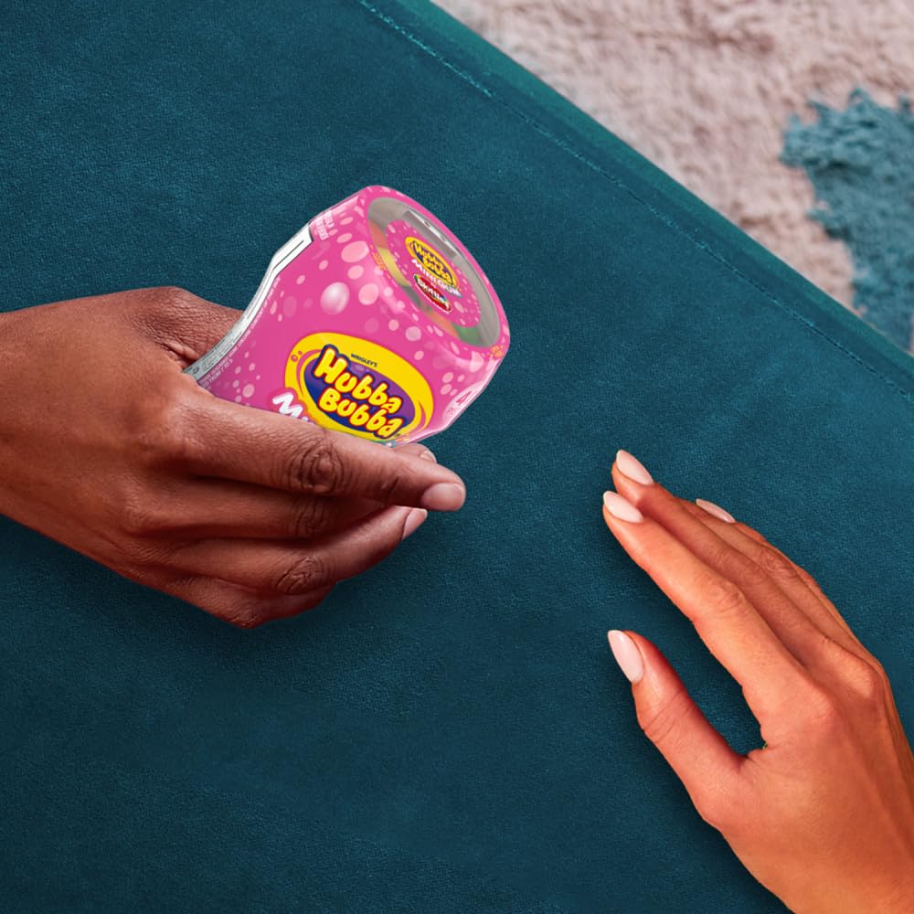 Hubba Bubba etiqueta con información nutricional y ventaja sin azúcar