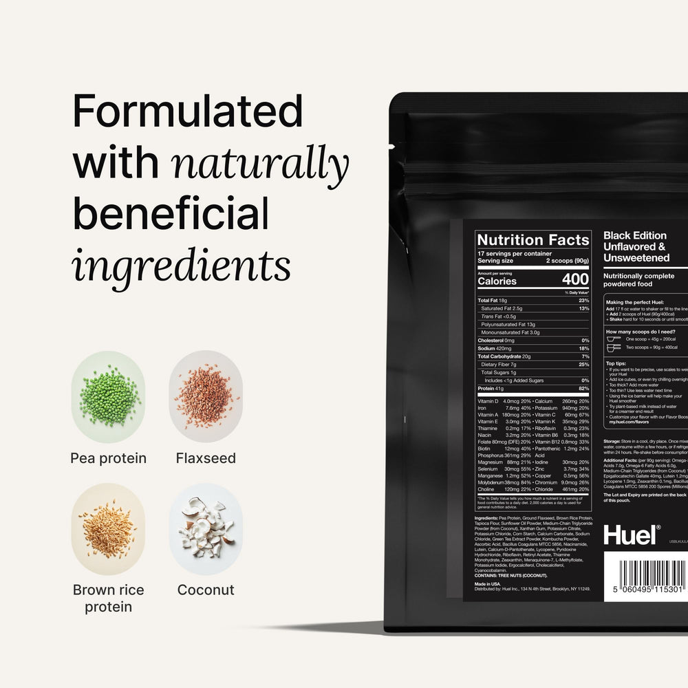 Huel banana shake in glass showing smooth texture and quick meal benefit
