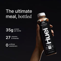 Close-up of Huel label showing ingredients and nutrient details