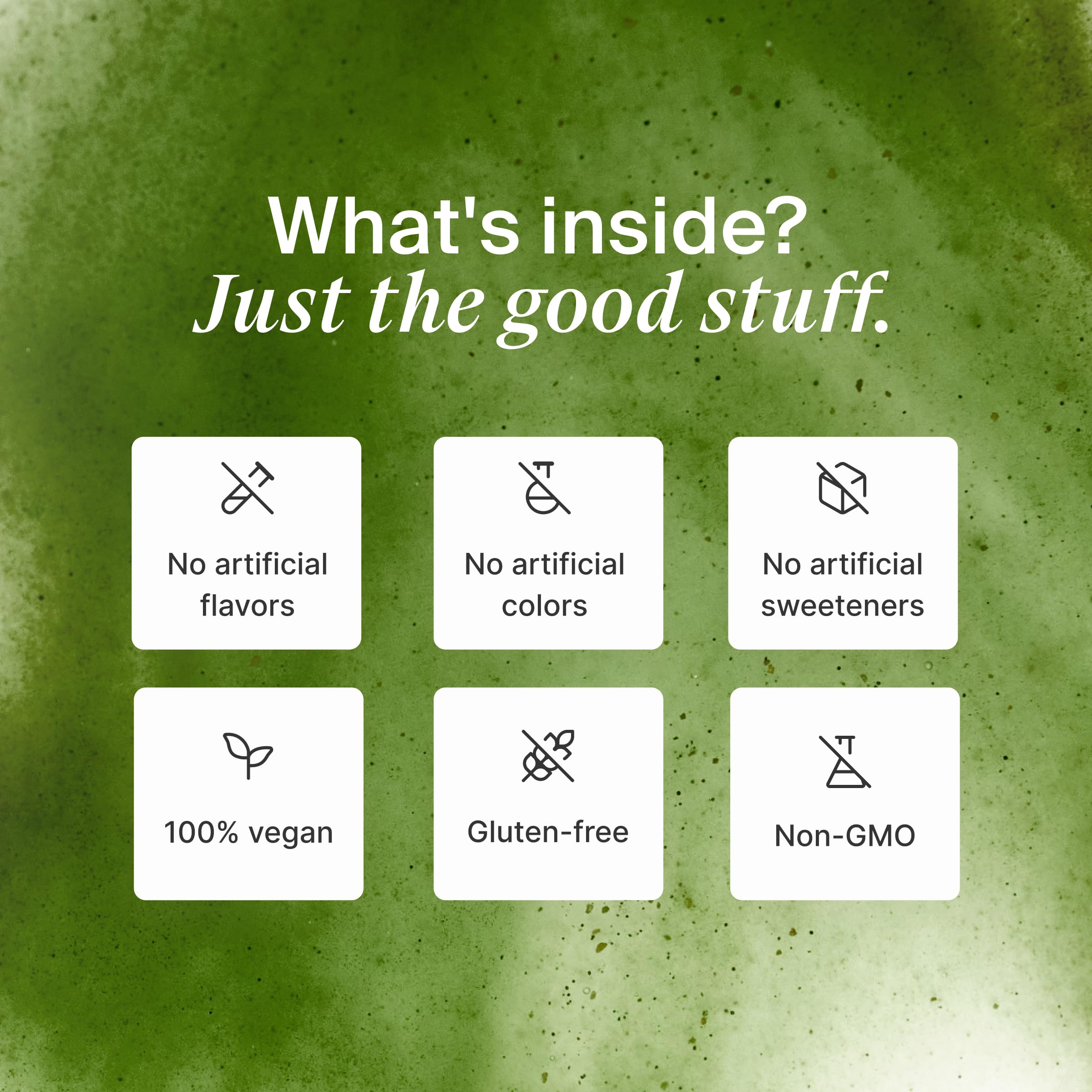 Huel ingredientes supergreens orgánicos en primer plano beneficios