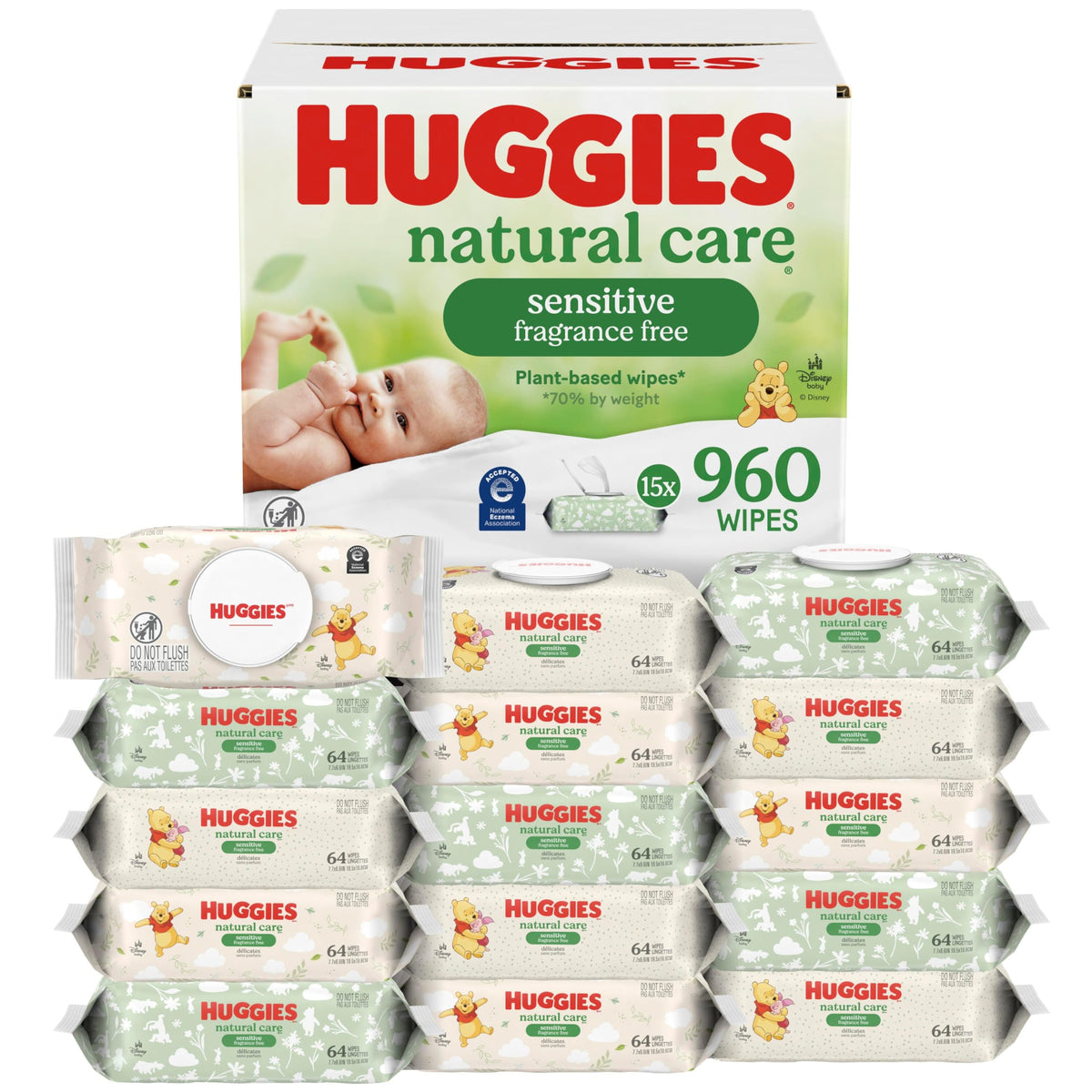 HUGGIES frente del empaque mostrando diseño y cantidad, fácil identificación