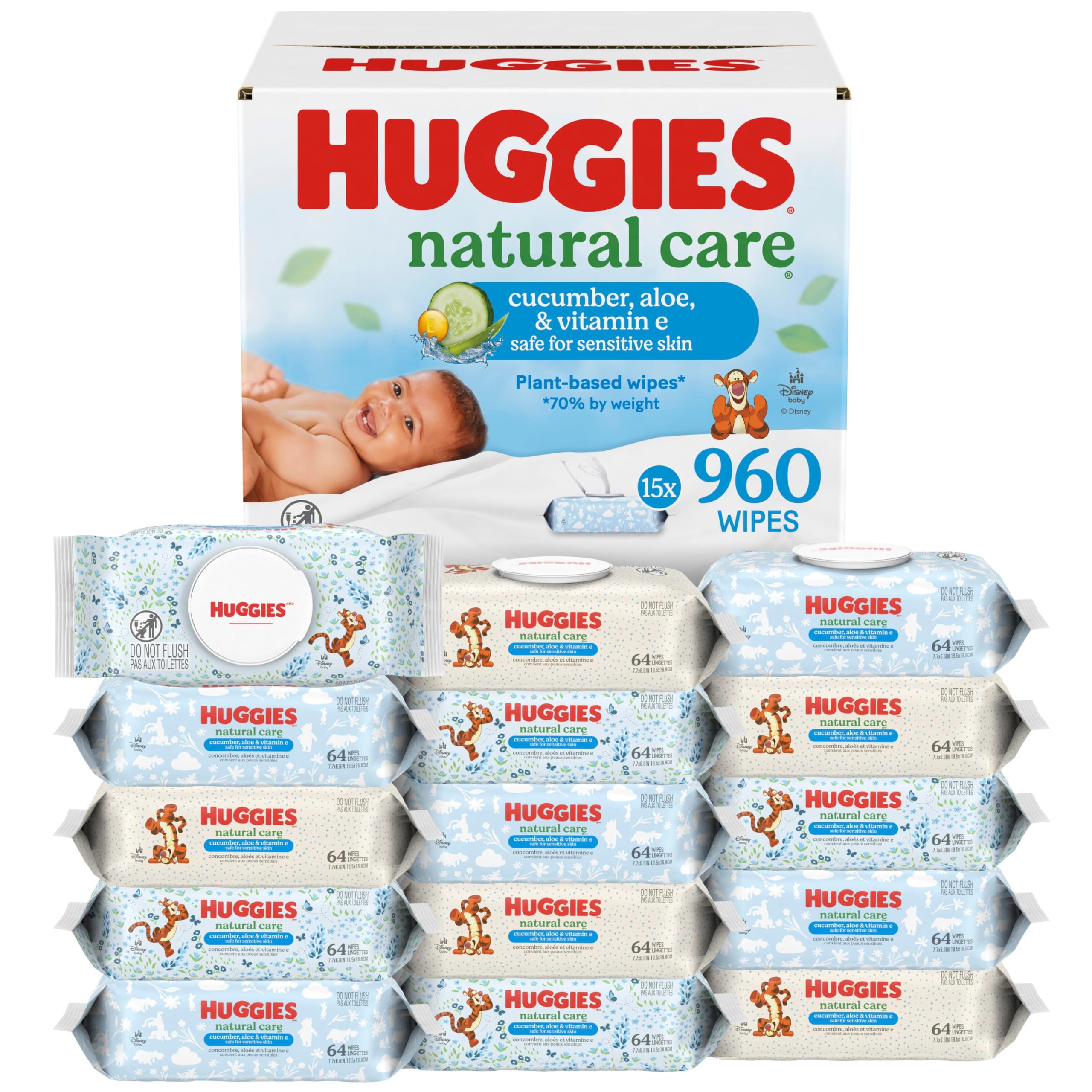 HUGGIES paquete frontal mostrando 15 packs y ventaja cantidad