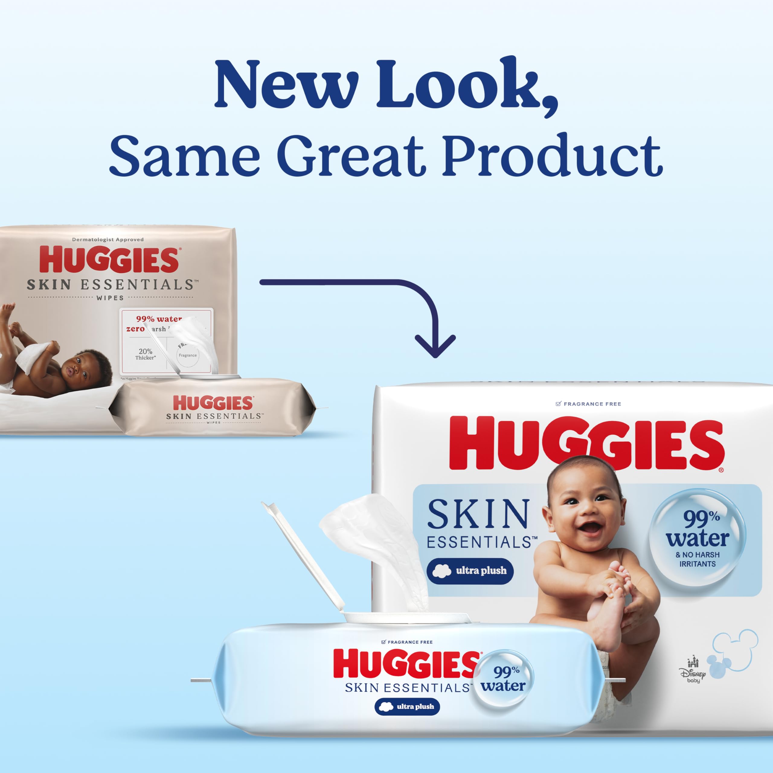 HUGGIES flip-top open demonstrating one-handed dispensing convenience