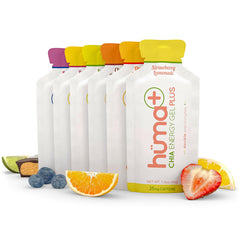HÜMA CHIA ENERGY GEL frontal del paquete mostrando variedad y portabilidad