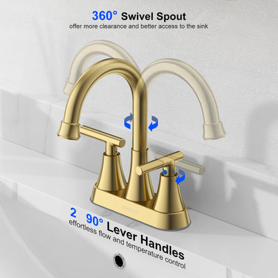 Hurran brushed gold pop-up drain closeup showing built-in strainer benefit