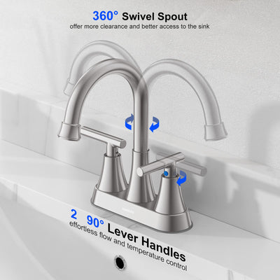 Hurran pop-up drain and 24-inch supply lines included for easy installation and convenience
