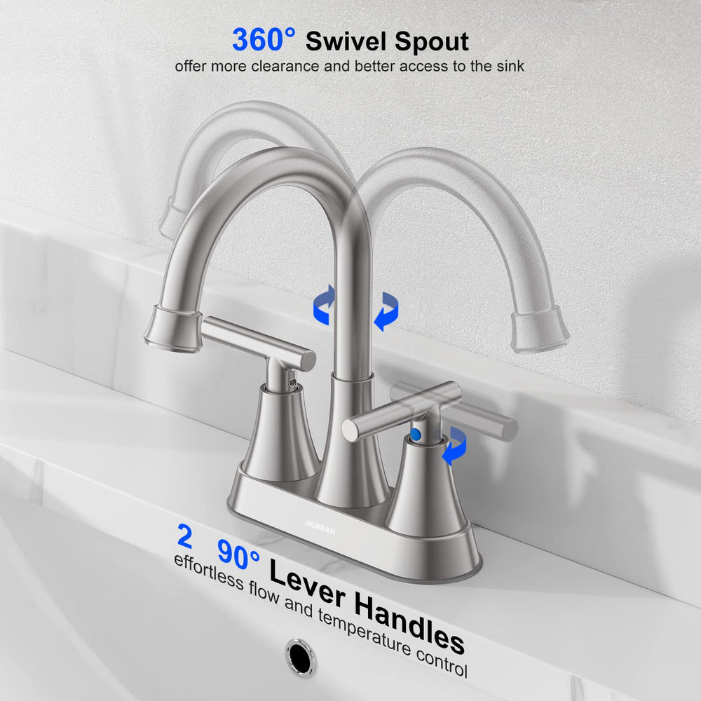 Hurran pop-up drain and 24-inch supply lines included for easy installation and convenience
