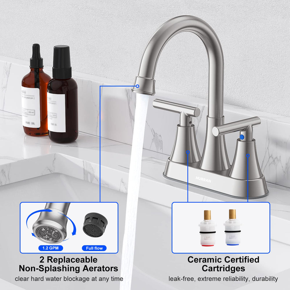 Hurran handle detail showing ceramic cartridge for drip-free operation and smooth control