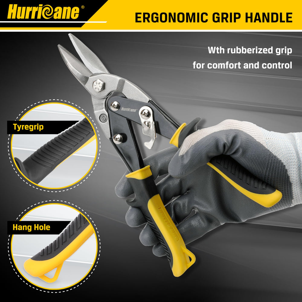 HURRICANE snips beside ruler for size scale showing 10-inch tool length and fit
