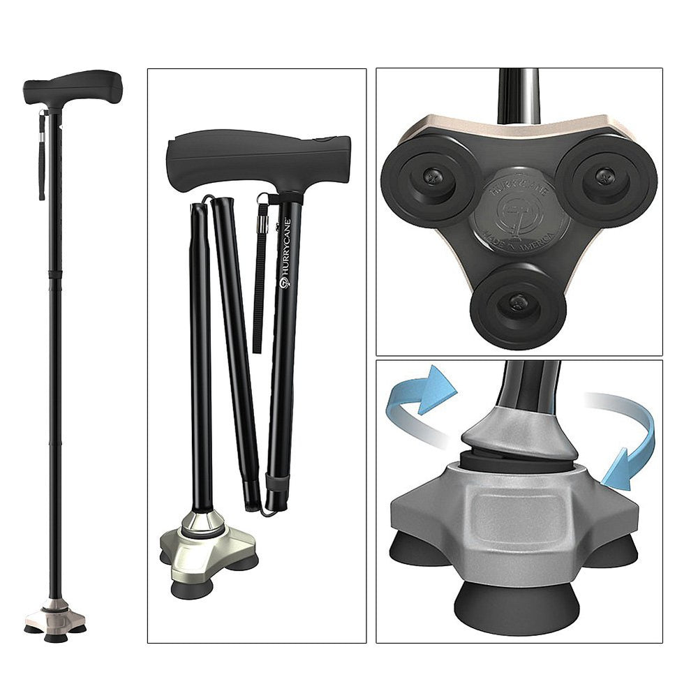 HurryCane primer plano de la base SteadiGrip que mejora equilibrio