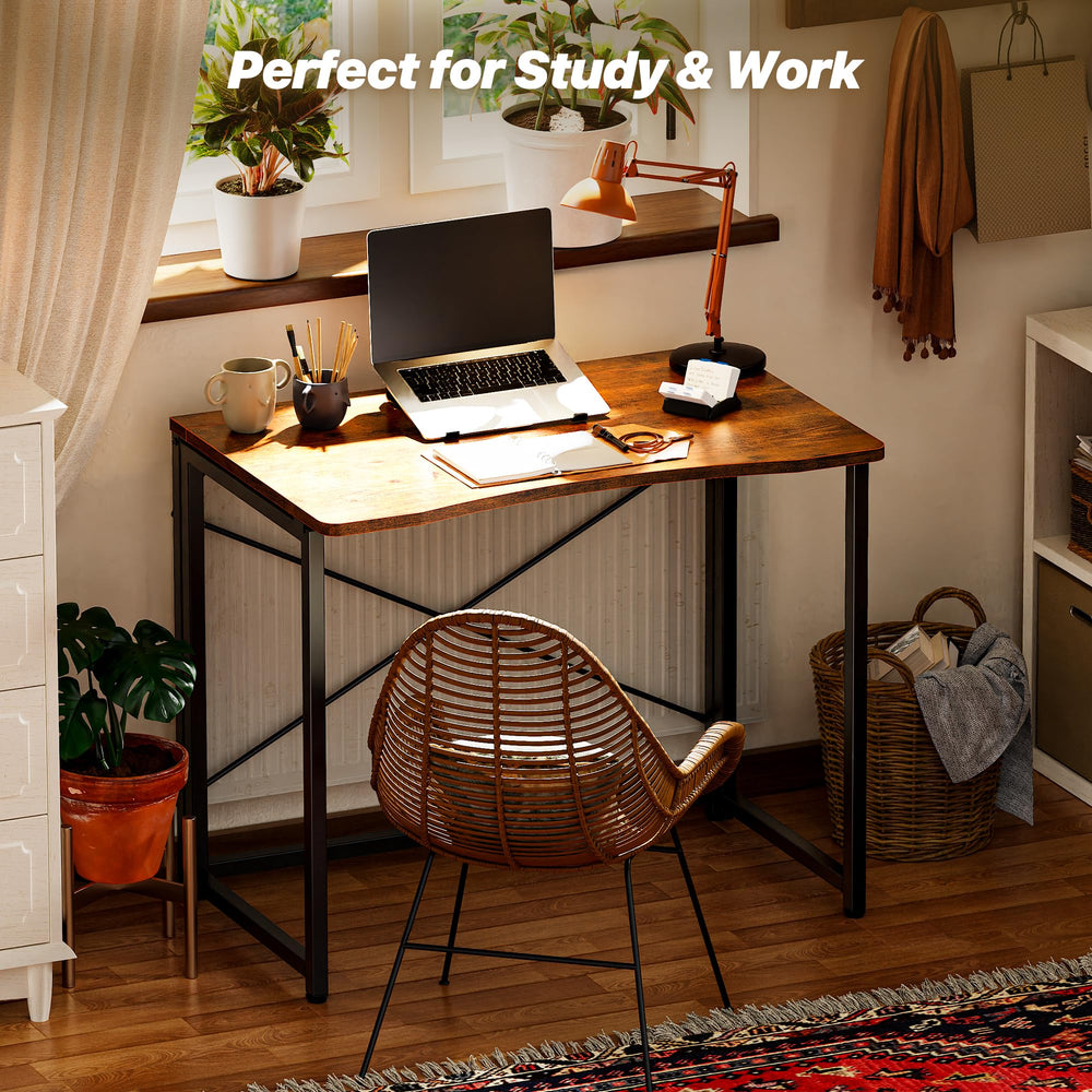 Huuger desk stored behind door showing slim storage convenience