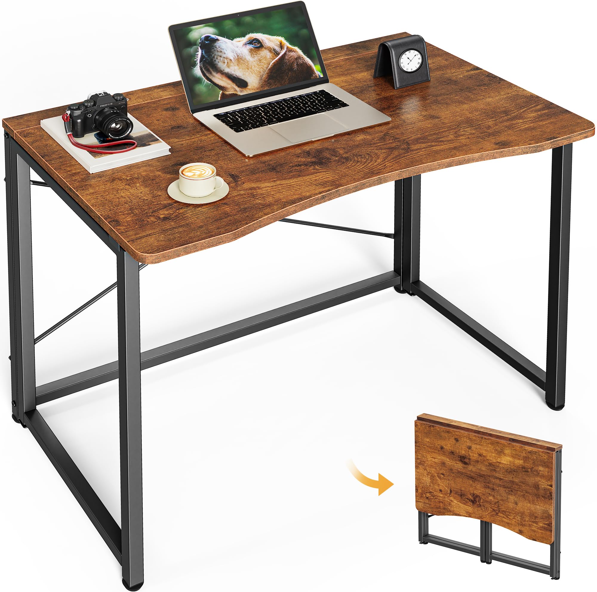 Huuger front view showing compact desk and usable workspace benefit