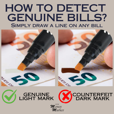 HVM marca visible sobre billete demostrando detección instantánea en caja