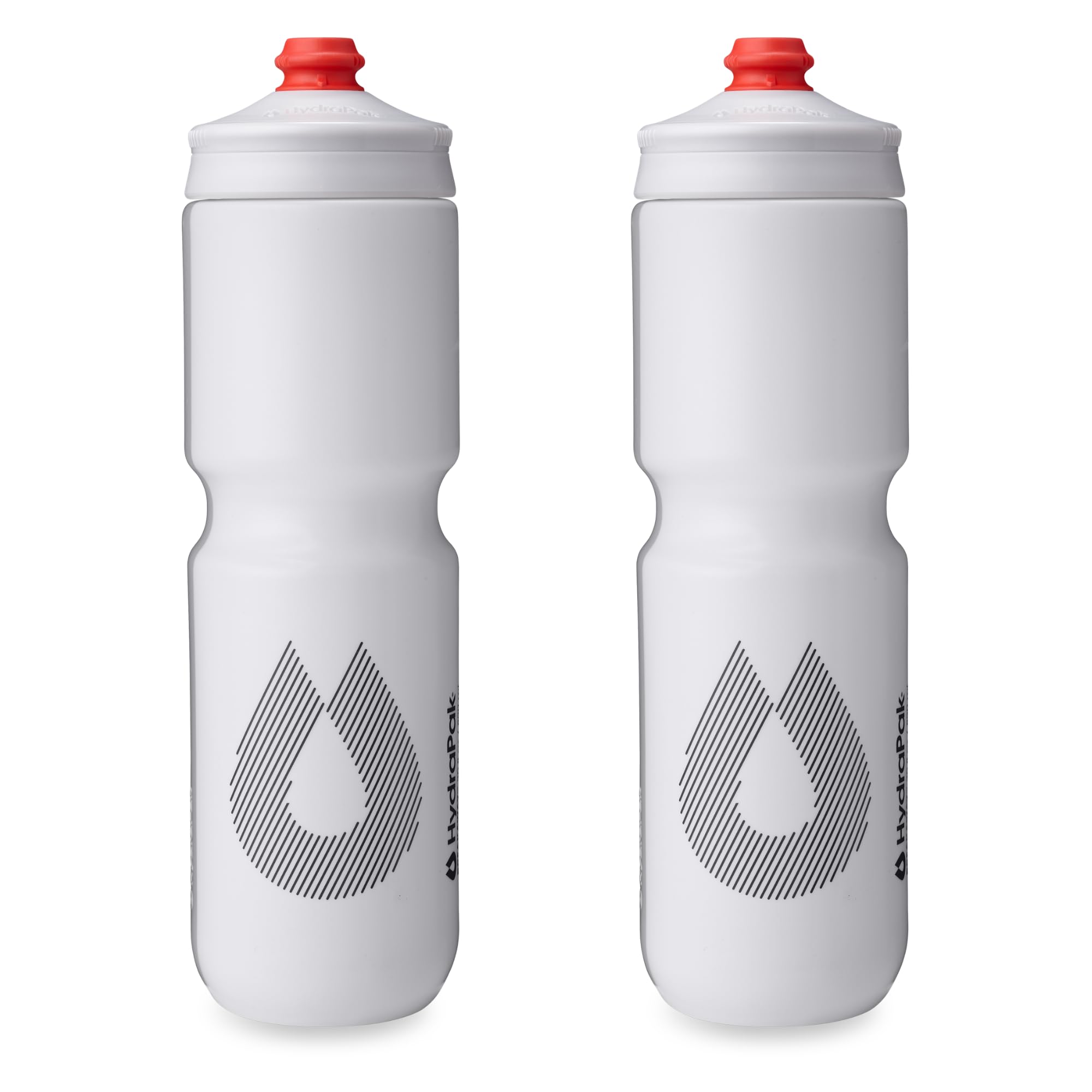 HydraPak botella Breakaway Surge frontal blanca mostrando forma ergonómica y ligereza