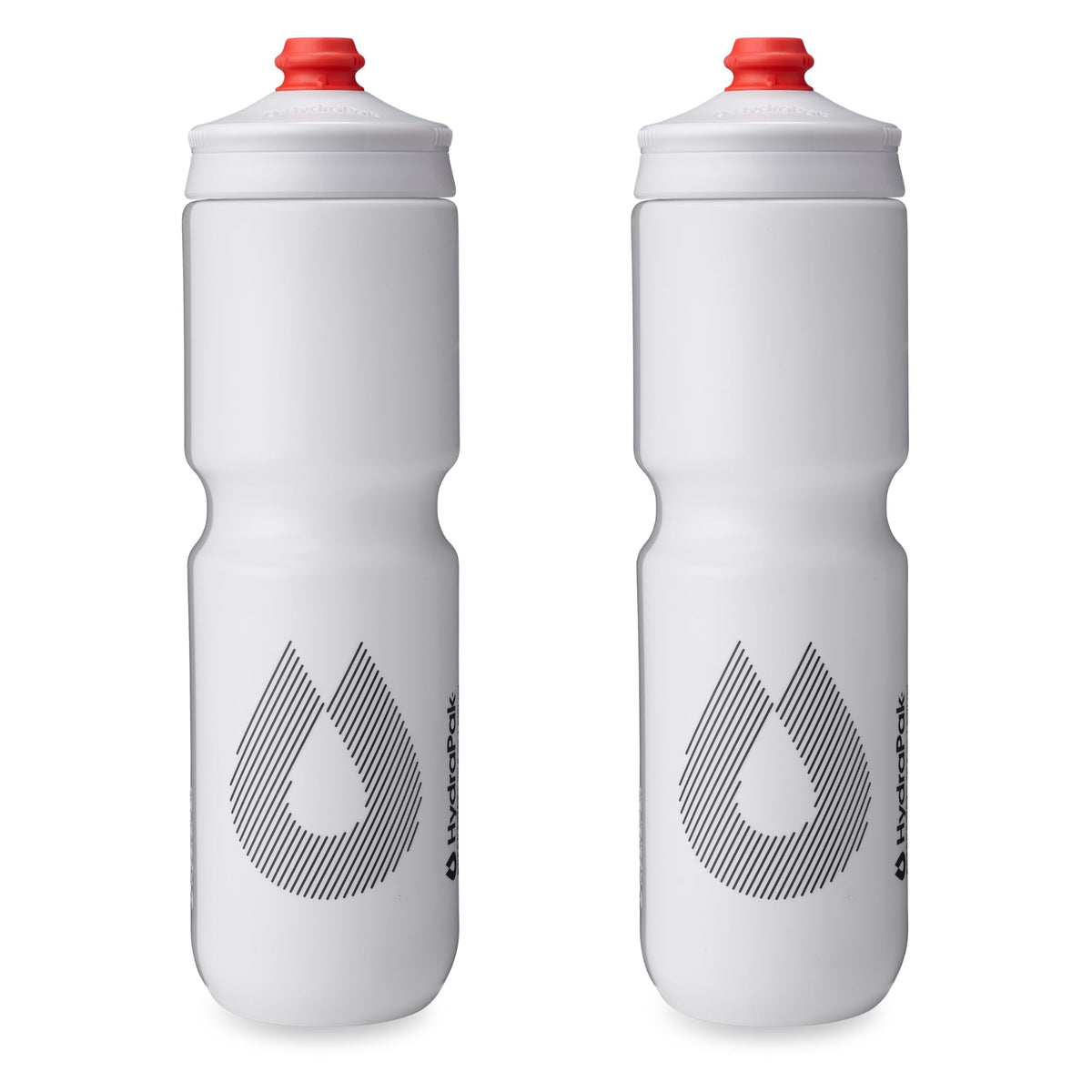 HydraPak botella Breakaway Surge frontal blanca mostrando forma ergonómica y ligereza