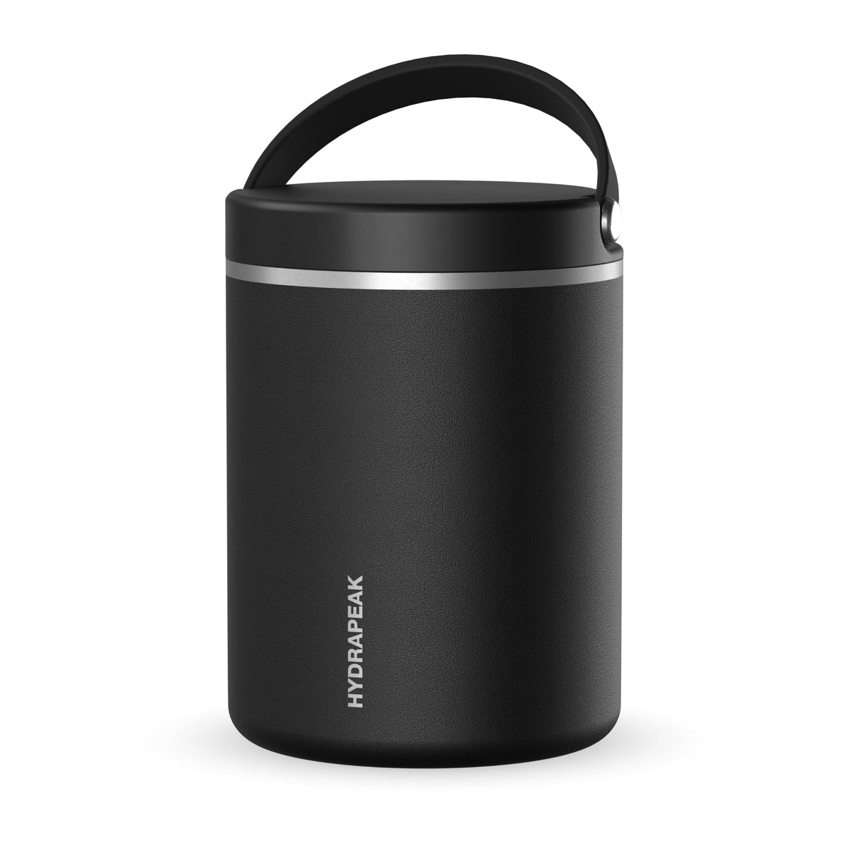 Hydrapeak vista frontal del envase negro mostrando diseño resistente y función térmica