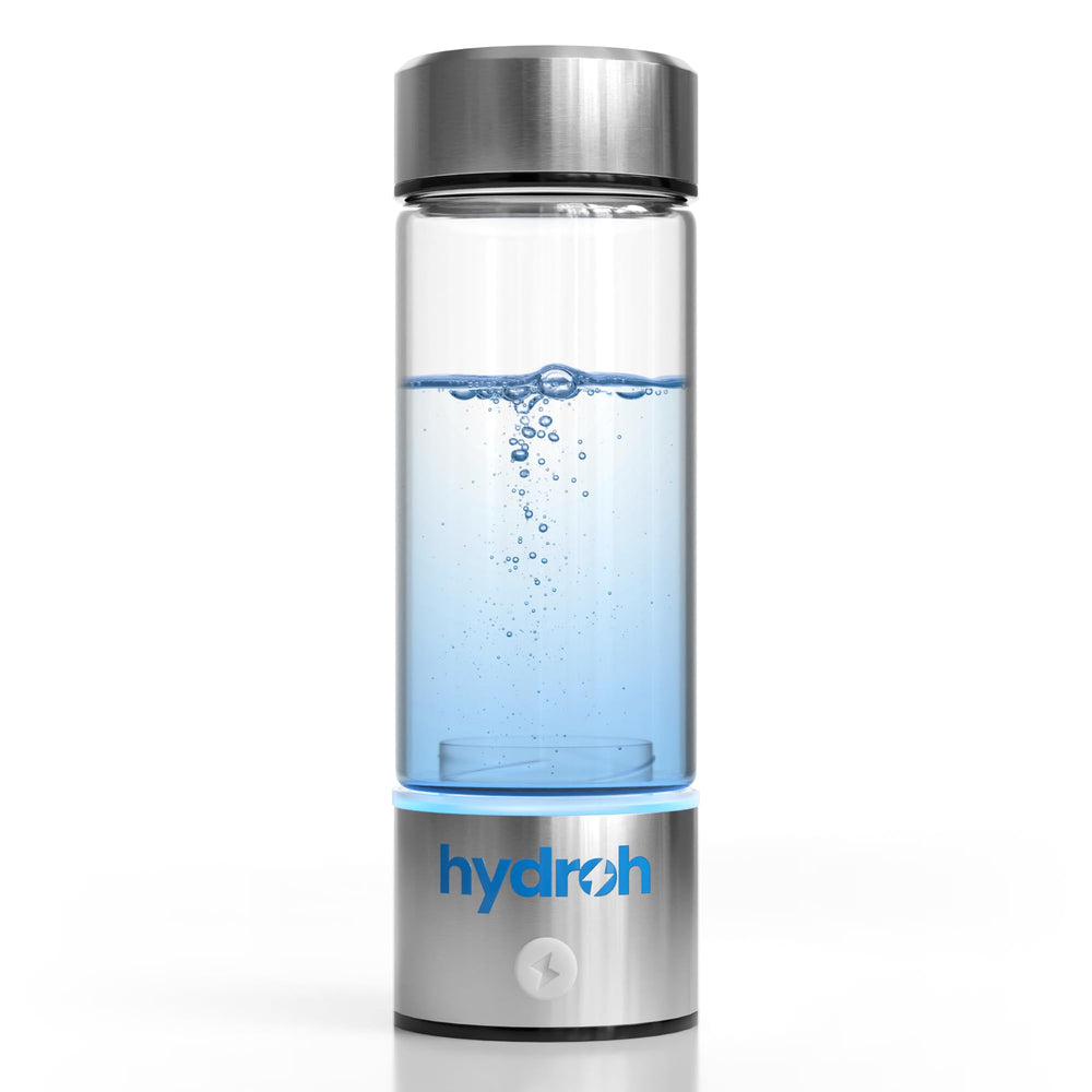 hydroh bottle front view showing sleek design and portable benefit