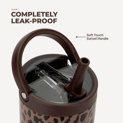 HydroJug Brown Leopard close-up of matte finish highlighting comfortable grip and durability