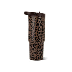 HydroJug Brown Leopard front view showing full bottle and design benefit: stylish hydration