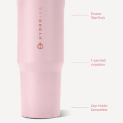 HydroJug detalle del acero inoxidable y capa aislante resaltando durabilidad