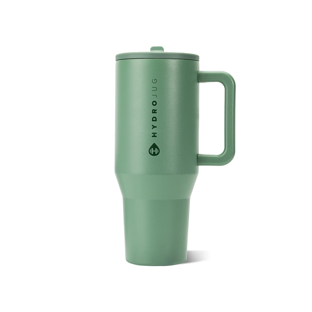 HydroJug front view of sage Traveler showing sleek body and capacity benefit