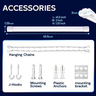 hykolity boxed packaging with mounting screws and hanging chains included